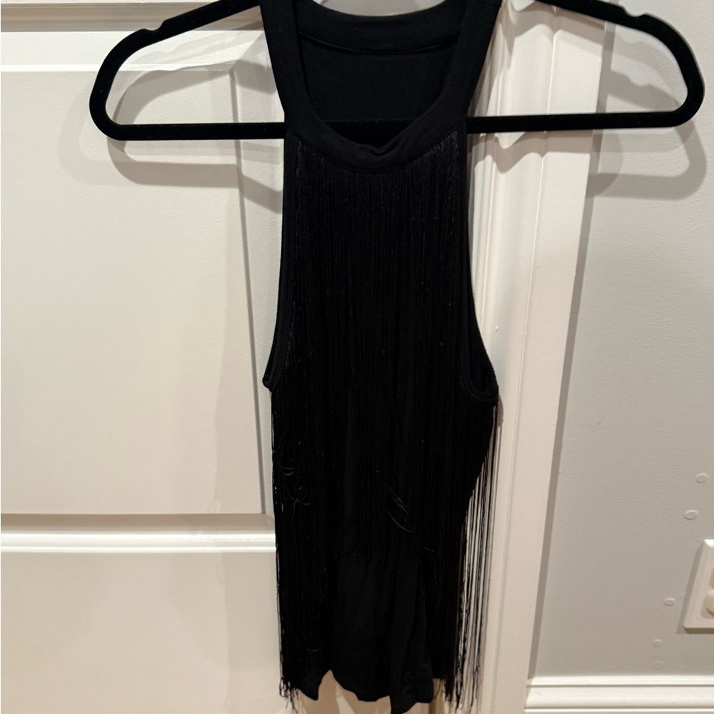 Black Fringe Tank Top